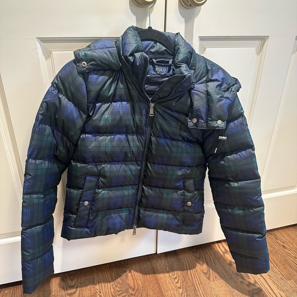 Polo Ralph Lauren Down Puffer Coat in Blackwatch Tartan Plaid